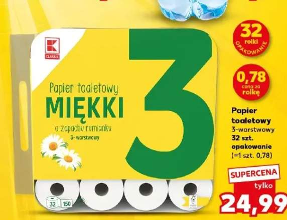 Papier toaletowy miękki o zapachu rumianku 3-warstwowy K-Classic