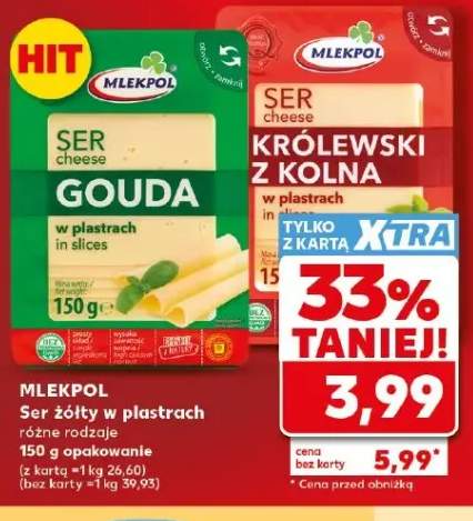 Ser żółty w plastrach MLEKPOL Królewski z Kolna