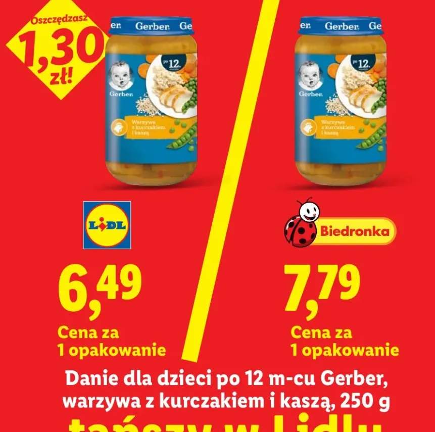 Danie dla dzieci Gerber warzywa z kurczakiem i kaszą po 12m-cu