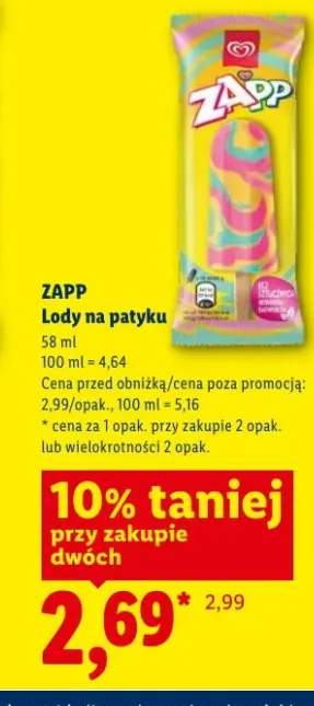 Lody na patyku Zapp