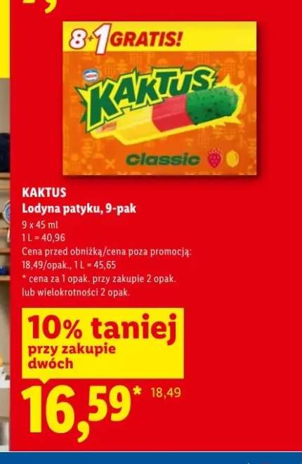 Lody na patyku KAKTUS 9-pak
