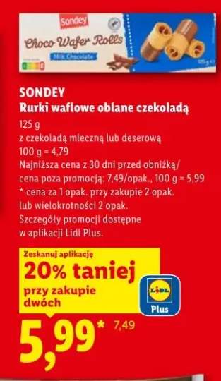 Rurki waflowe oblane czekoladą mleczną SONDEY