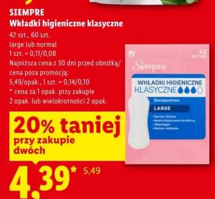 Wkładki higieniczne klasyczne large SIEMPRE