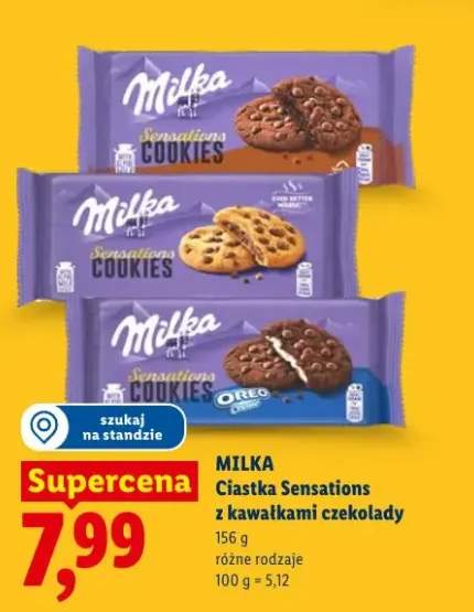 Ciastka Sensations z kawałkami czekolady Milka
