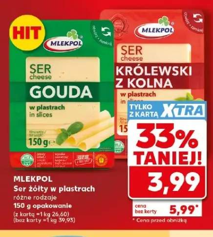 Ser żółty w plastrach MLEKPOL Królewski z Kolna