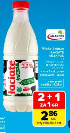Mleko świeże Łaciate Mlekpol zaw. tł. 3,2%