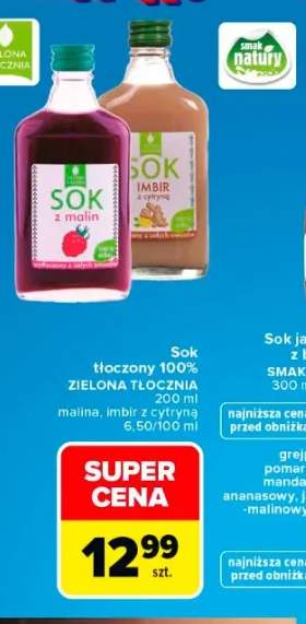 Sok tłoczony 100% malina Zielona Tłocznia
