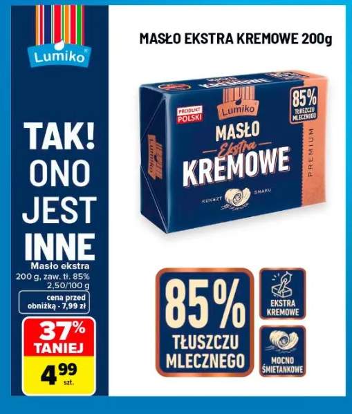 Masło ekstra kremowe Lumiko zaw. tł. 85%