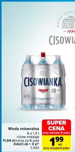 Woda mineralna CISOWIANKA 6-pak 1,5l