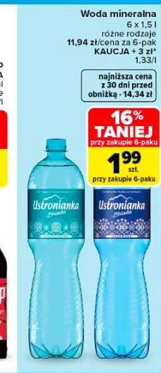 Woda mineralna Ustronianka Biała niegazowana 6-pak 1,5l