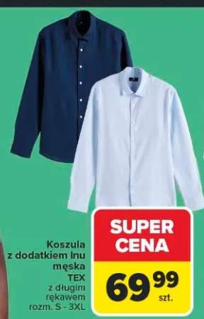 Koszula z dodatkiem lnu męska TEX z długim rękawem rozm. S-3XL