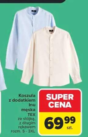Koszula z dodatkiem lnu męska TEX ze stójką z długim rękawem rozm. S-3XL