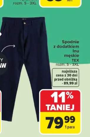 Spodnie z dodatkiem lnu męskie TEX rozm. S-3XL