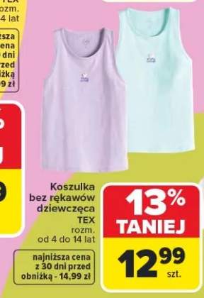 Koszulka bez rękawów dziewczęca TEX