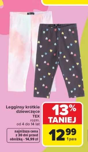Legginsy krótkie dziewczęce TEX