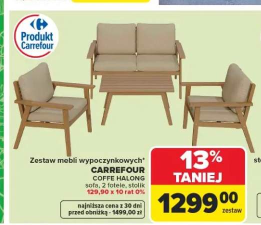 Zestaw mebli wypoczynkowych CARREFOUR COFFE HALONG sofa, 2 fotele, stolik