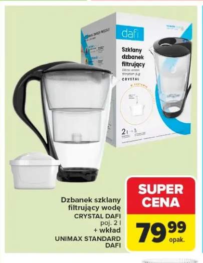 Dzbanek szklany filtrujący wodę DAFI CRYSTAL 2l + wkład UNIMAX STANDARD DAFI