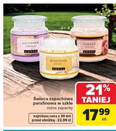 Świeca zapachowa parafinowa w szkle ADPAL