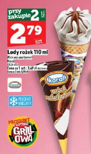 Lody rożek Koral