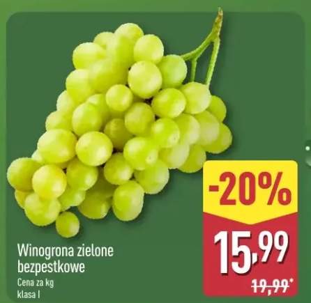 Winogrona zielone bezpestkowe klasa I