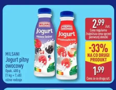 Jogurt pitny owocowy owoce leśne Milsani