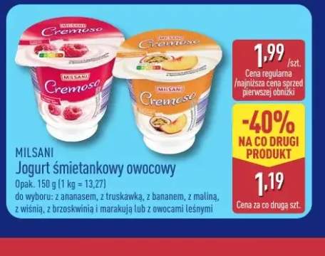 Jogurt śmietankowy owocowy z truskawką Milsani