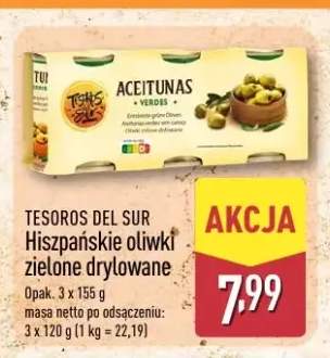 Hiszpańskie oliwki zielone drylowane TESOROS DEL SUR