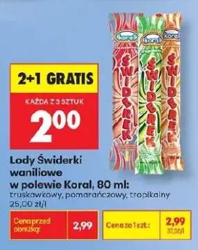 Lody Świderki waniliowe w polewie Koral truskawkowy 80ml