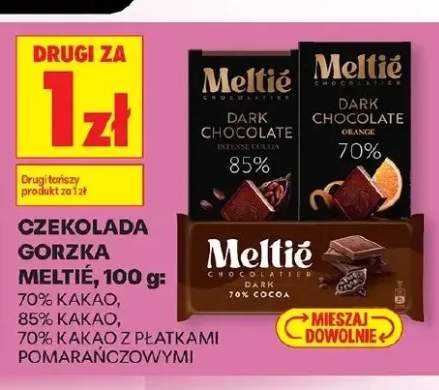Czekolada gorzka Meltié 70% kakao z płatkami pomarańczowymi