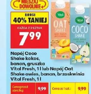Napój Oat Shake owies, banan, brzoskwinia Vital Fresh