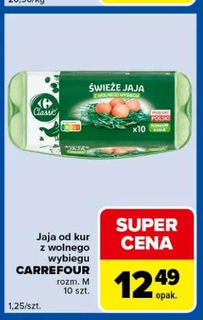 Jaja od kur z wolnego wybiegu CARREFOUR rozm. M 10-pak