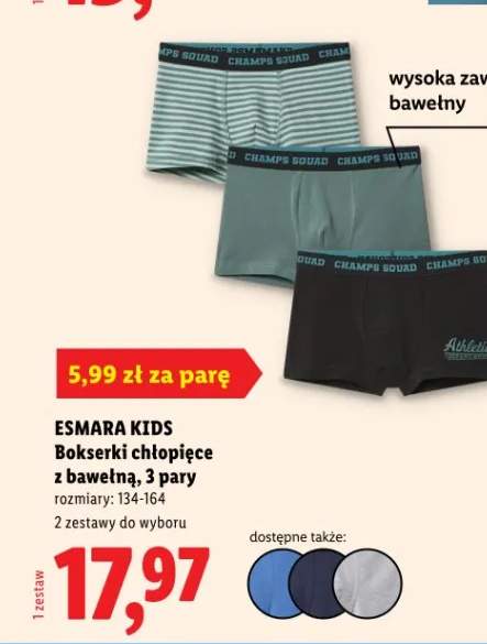 Bokserki chłopięce z bawełną ESMARA KIDS 3-pak