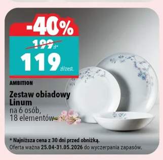 Zestaw obiadowy AMBITION Linum na 6 osób 18 elementów
