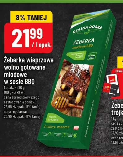 Żeberka wieprzowe wolno gotowane miodowe w sosie BBQ Dolina Dobra