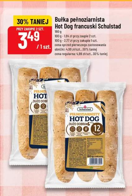 Bułka pełnoziarnista Hot Dog francuski Schulstad 3-pak 60g