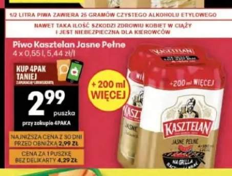 Piwo Kasztelan Jasne Pełne 4-pak 0,55l
