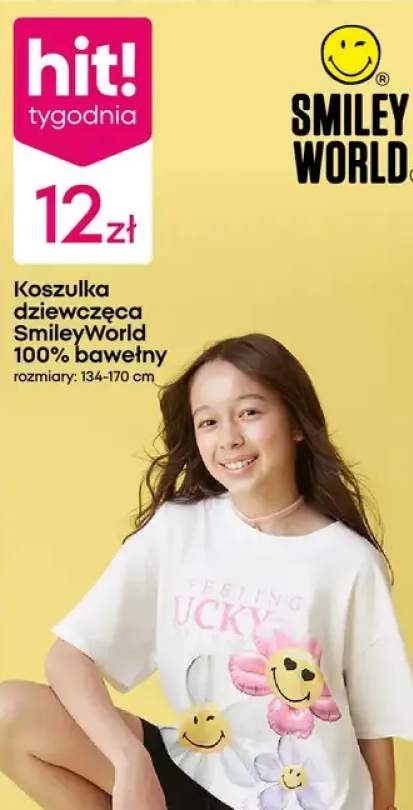 Koszulka dziewczęca SmileyWorld 100% bawełny rozmiary 134-170cm