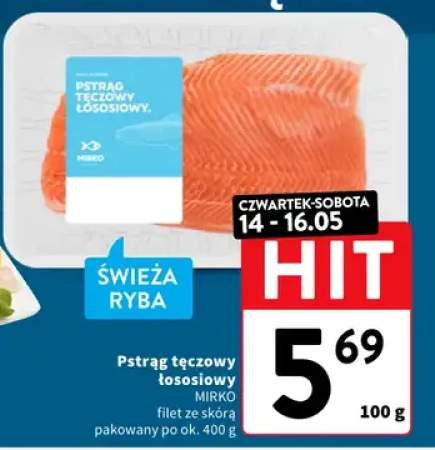 Pstrąg tęczowy łososiowy Mirko filet ze skórą pakowany po ok. 400g