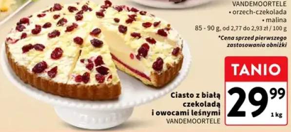 Ciasto z białą czekoladą i owocami leśnymi Vandemoortele