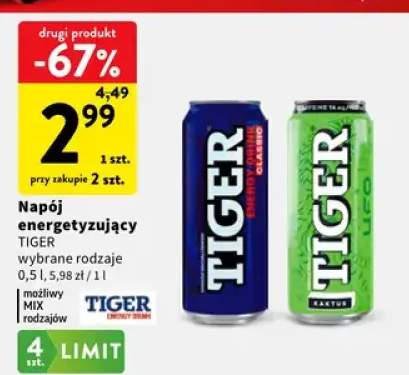 Napój energetyzujący Tiger wybrane rodzaje