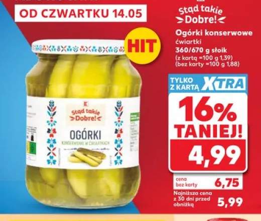 Ogórki konserwowe ćwiartki Stąd takie Dobre!