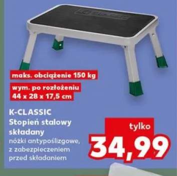 Stopień stalowy składany K-CLASSIC maks. obciążenie 150kg wym. po rozłożeniu 44x28x17,5cm