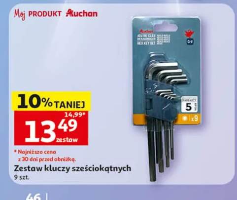 Zestaw kluczy sześciokątnych Auchan 9-pak