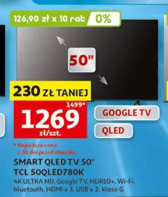 SMART QLED TV 50" TCL 50QLED780K 4K ULTRA HD Google TV HDR10+ Wi-Fi bluetooth HDMI x 3 USB x 2 klasa G