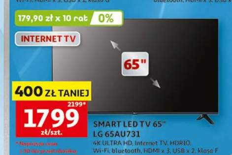 SMART LED TV 65" LG 65AU731 4K ULTRA HD Internet TV HDR10 Wi-Fi bluetooth HDMI x 3 USB x 2 klasa F