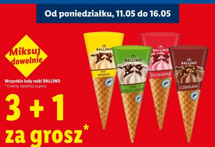 Lody rożek smak orzech laskowy Ballino