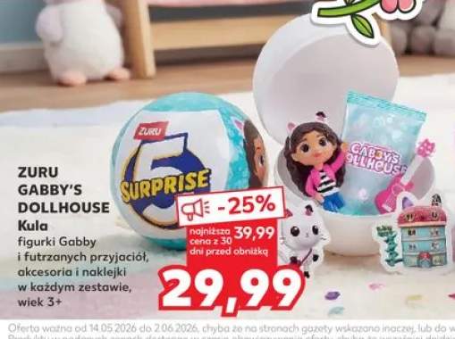 Kula ZURU GABBY'S DOLLHOUSE figurki Gabby i futrzanych przyjaciół akcesoria i naklejki
