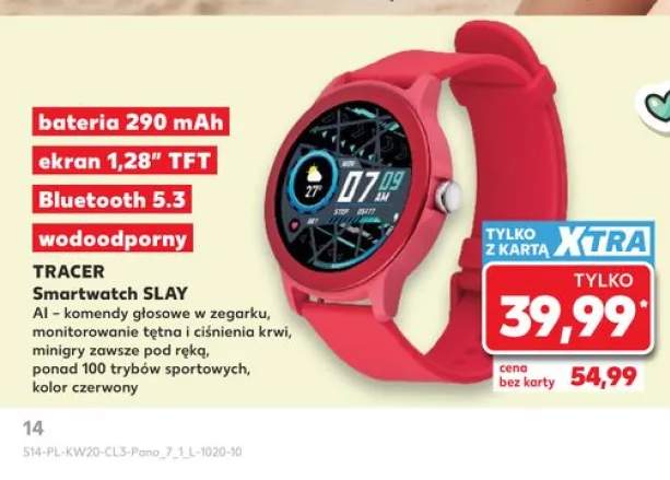 Smartwatch TRACER SLAY kolor czerwony