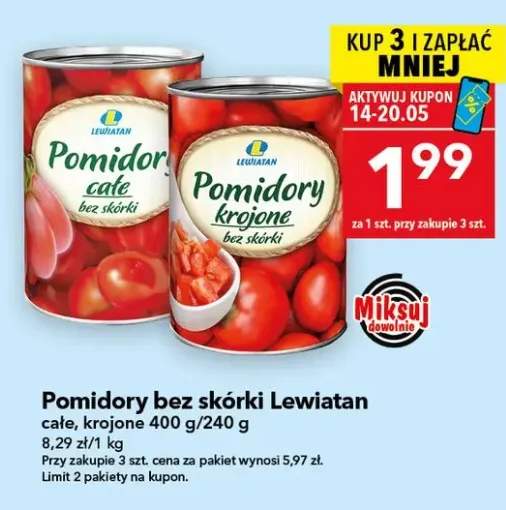 Pomidory bez skórki Lewiatan krojone