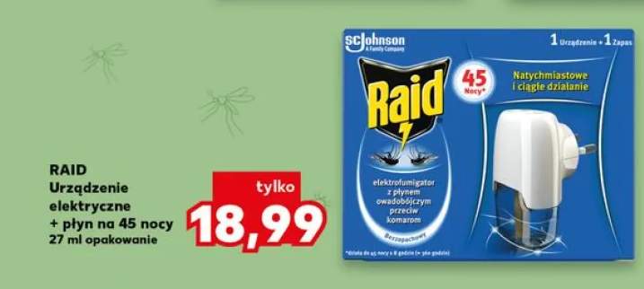 Urządzenie elektryczne + płyn na 45 nocy Raid elektrofumigator